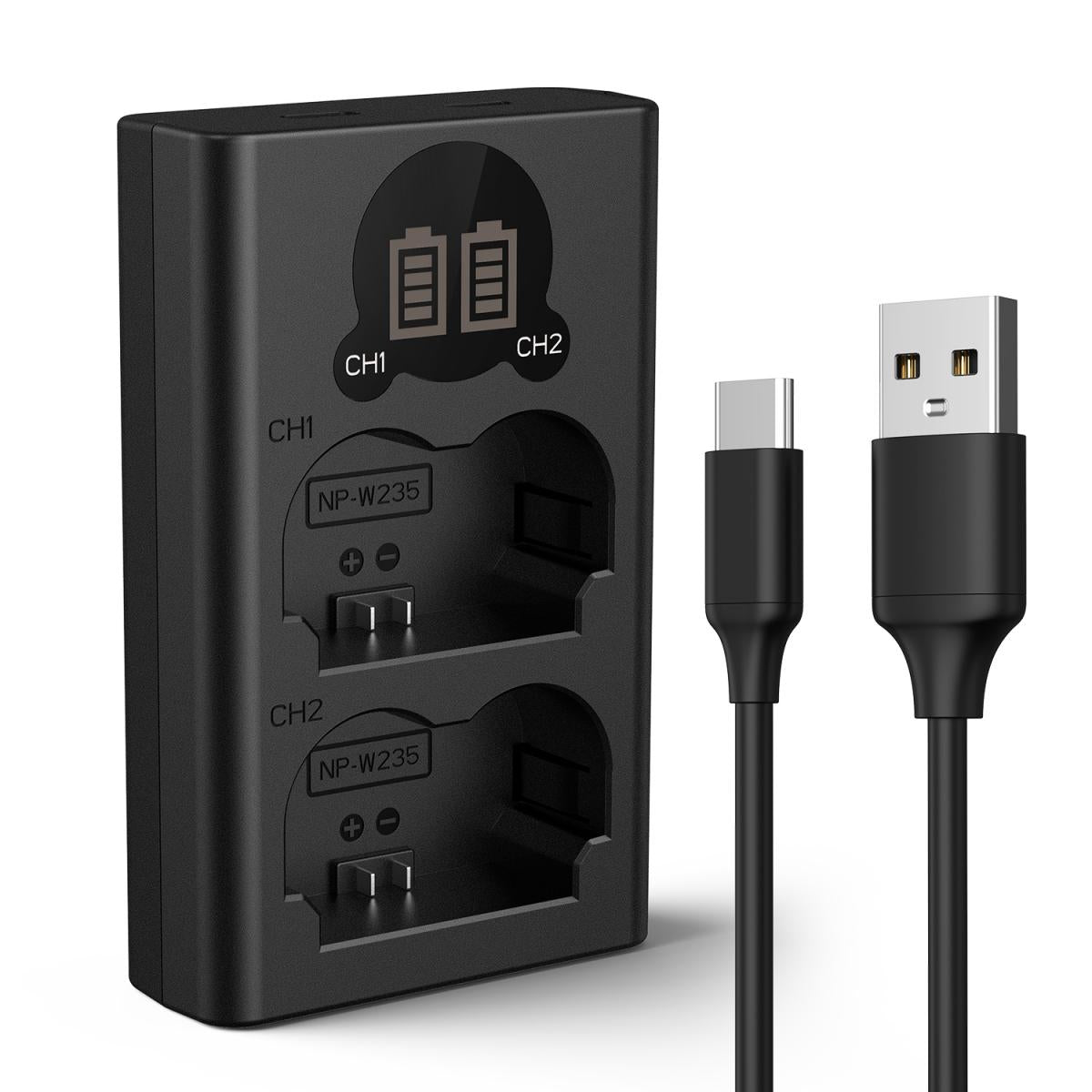 K&F Concept USB Dual Battery Charger for Fujifilm NP-W235 Batteries