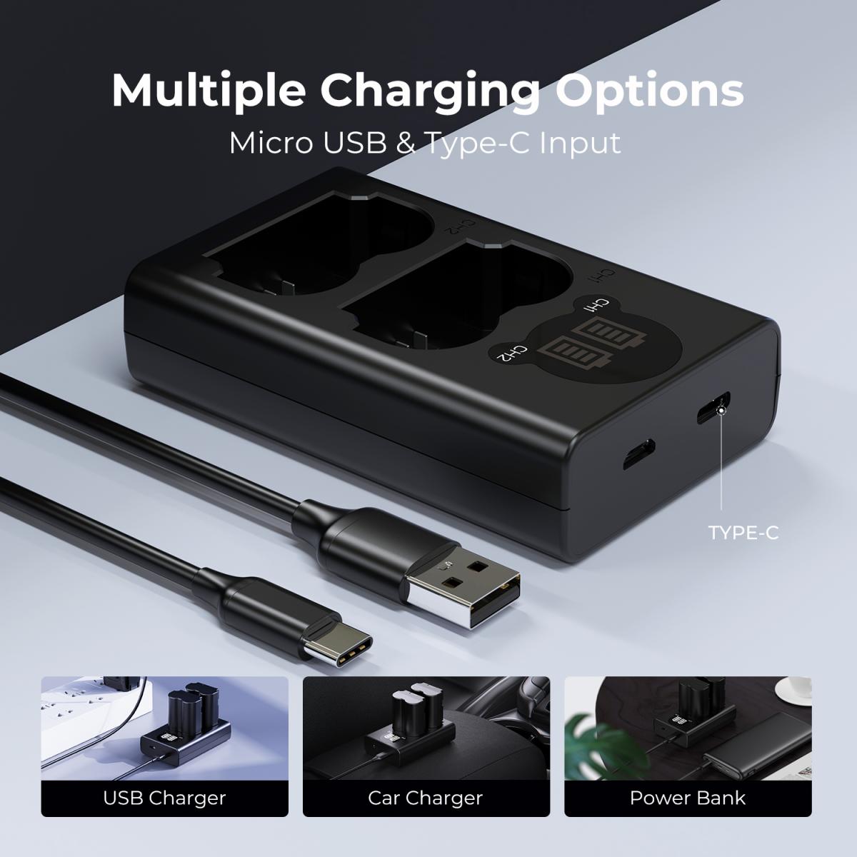 K&F Concept USB Dual Battery Charger for Fujifilm NP-W235 Batteries