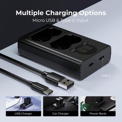 K&F Concept USB Dual Battery Charger for Fujifilm NP-W235 Batteries