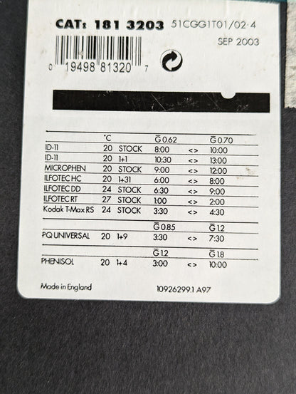 Ilford Ortho Plus 8x10 Copy Film (17 Sheets)