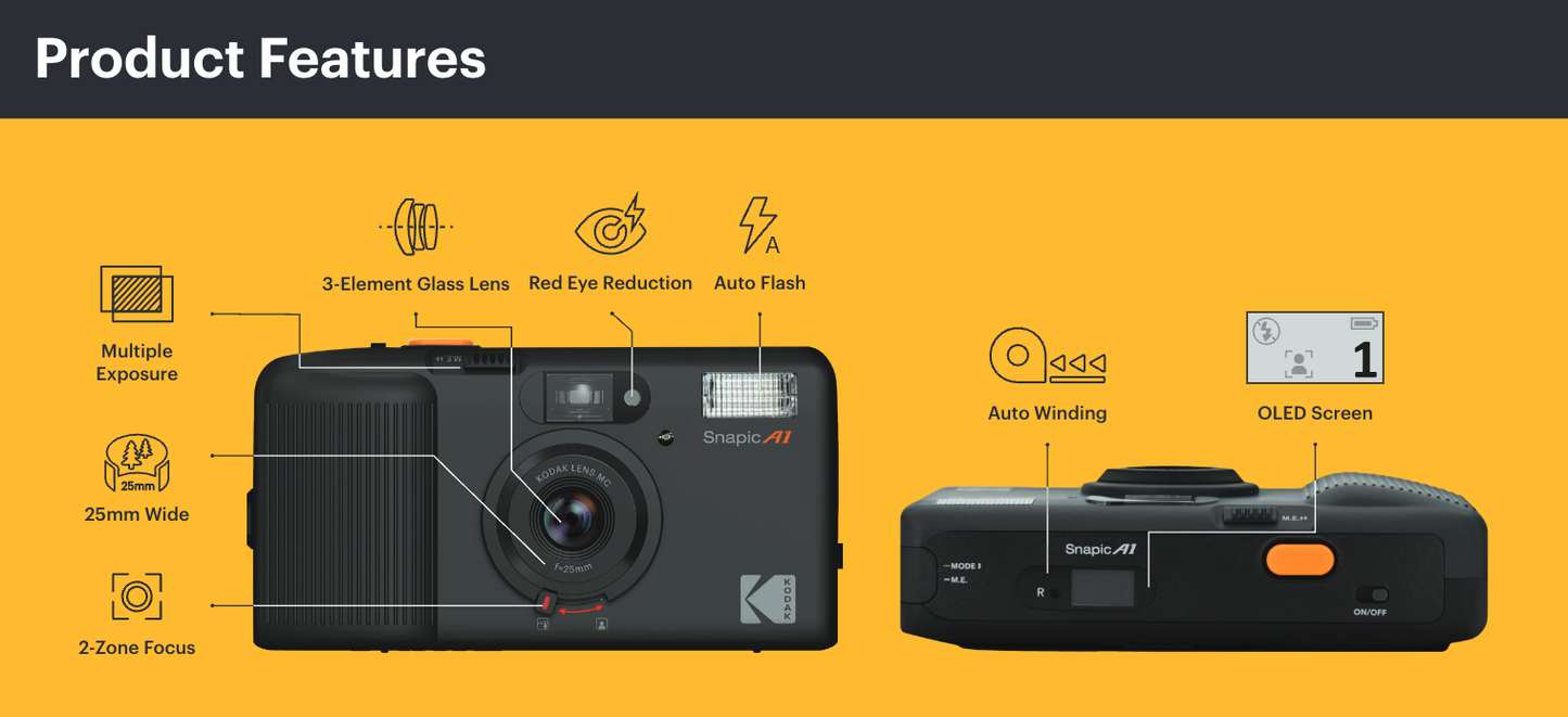 Kodak Snapic A1 35mm Point and Shoot film camera