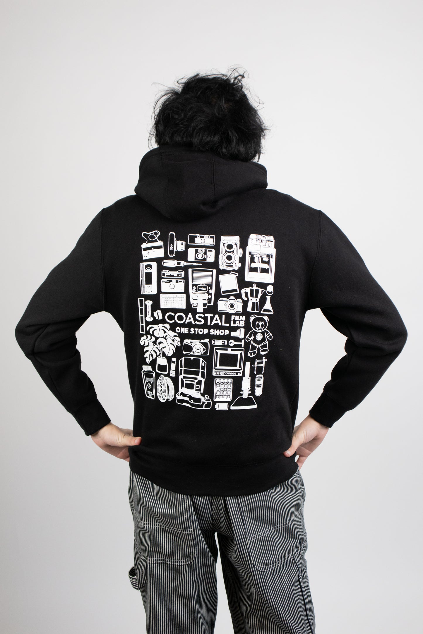 One Stop Shop Hoodie White on Black