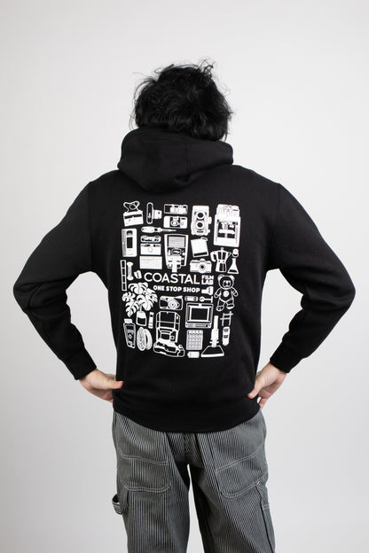 One Stop Shop Hoodie White on Black