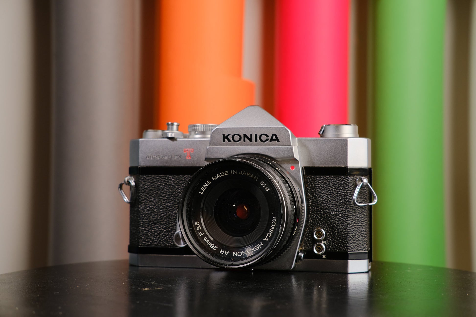 Konica Autoreflex T 35mm SLR w/ 28mm f/3.5 Lens Tested Working