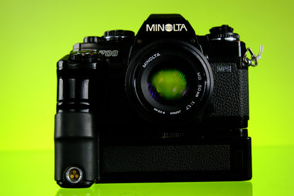 Minolta X700 35mm SLR + 50mm f/1.7 Lens & Vertical Grip Motor Drive Tested!