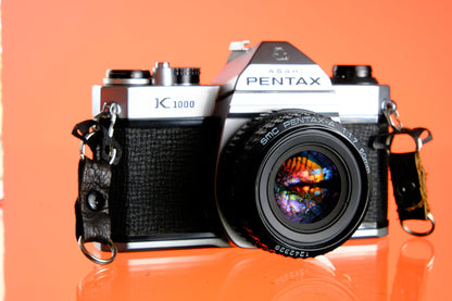 Pentax K1000 35mm SLR Film Camera + 50mm f/1.7 Lens