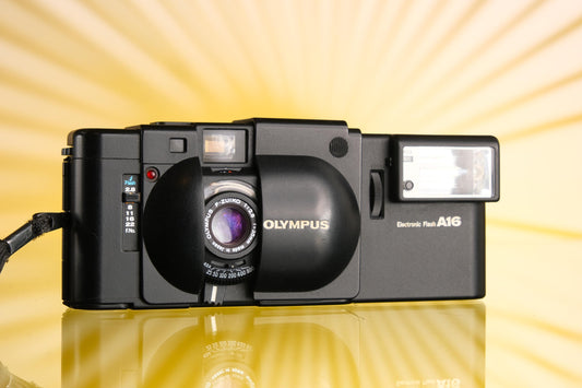 Olympus XA 35mm Point and Shoot + A16 Flash - EXC