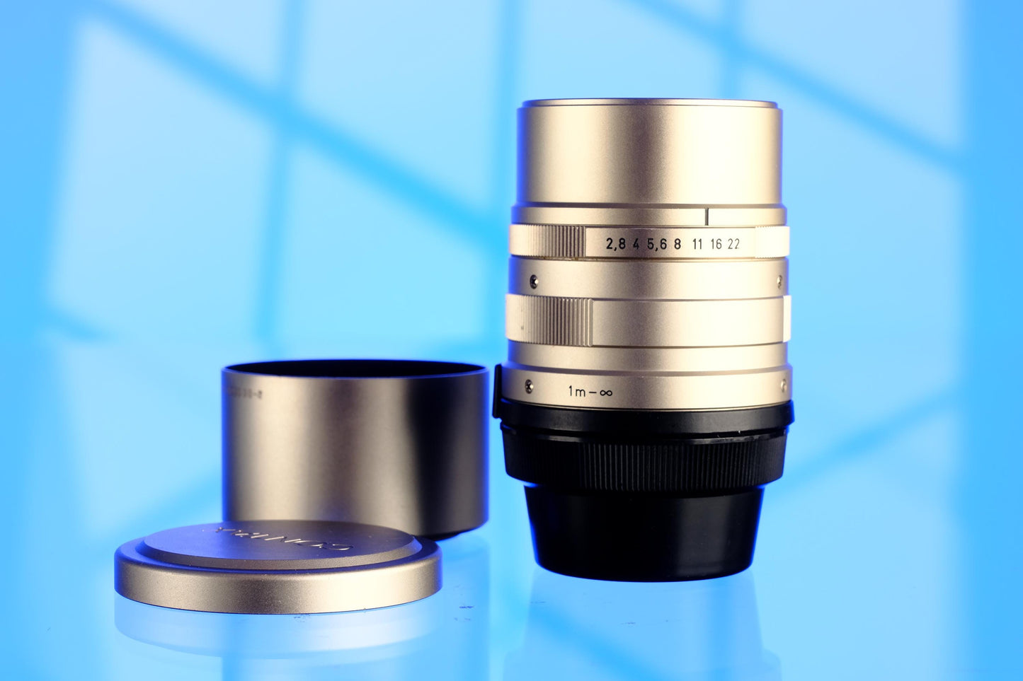 Contax G 90mm f/2.8 Sonnar Telephoto Lens - w/ GG-3 Hood, GK-54 metal cap