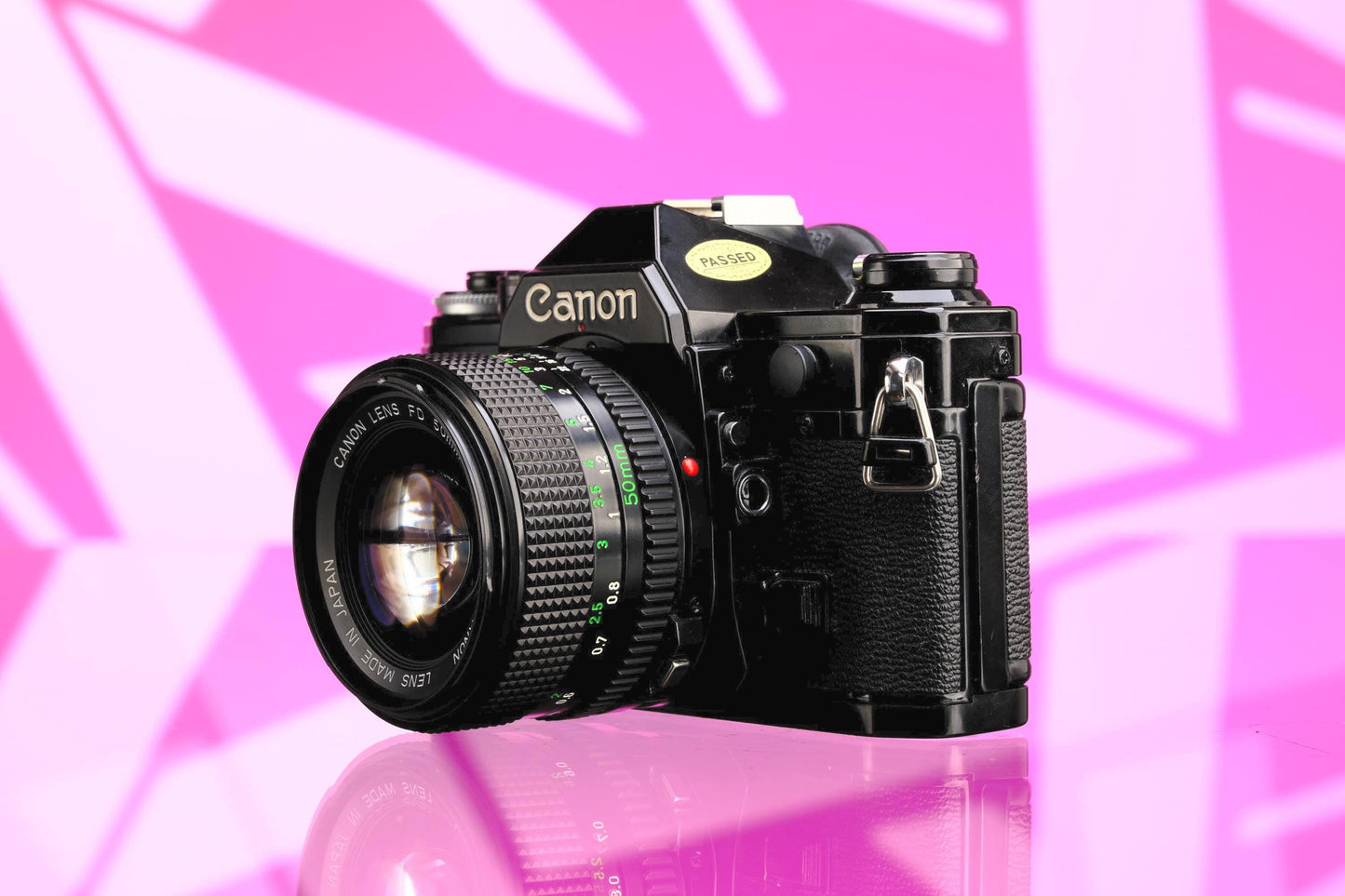 Canon Ae-1 Black 35mm SLR + 50mm f/1.4 nFD Lens