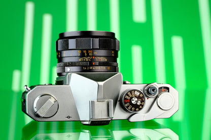 Konica Autoreflex T 35mm SLR + 57mm f/1.4 lens