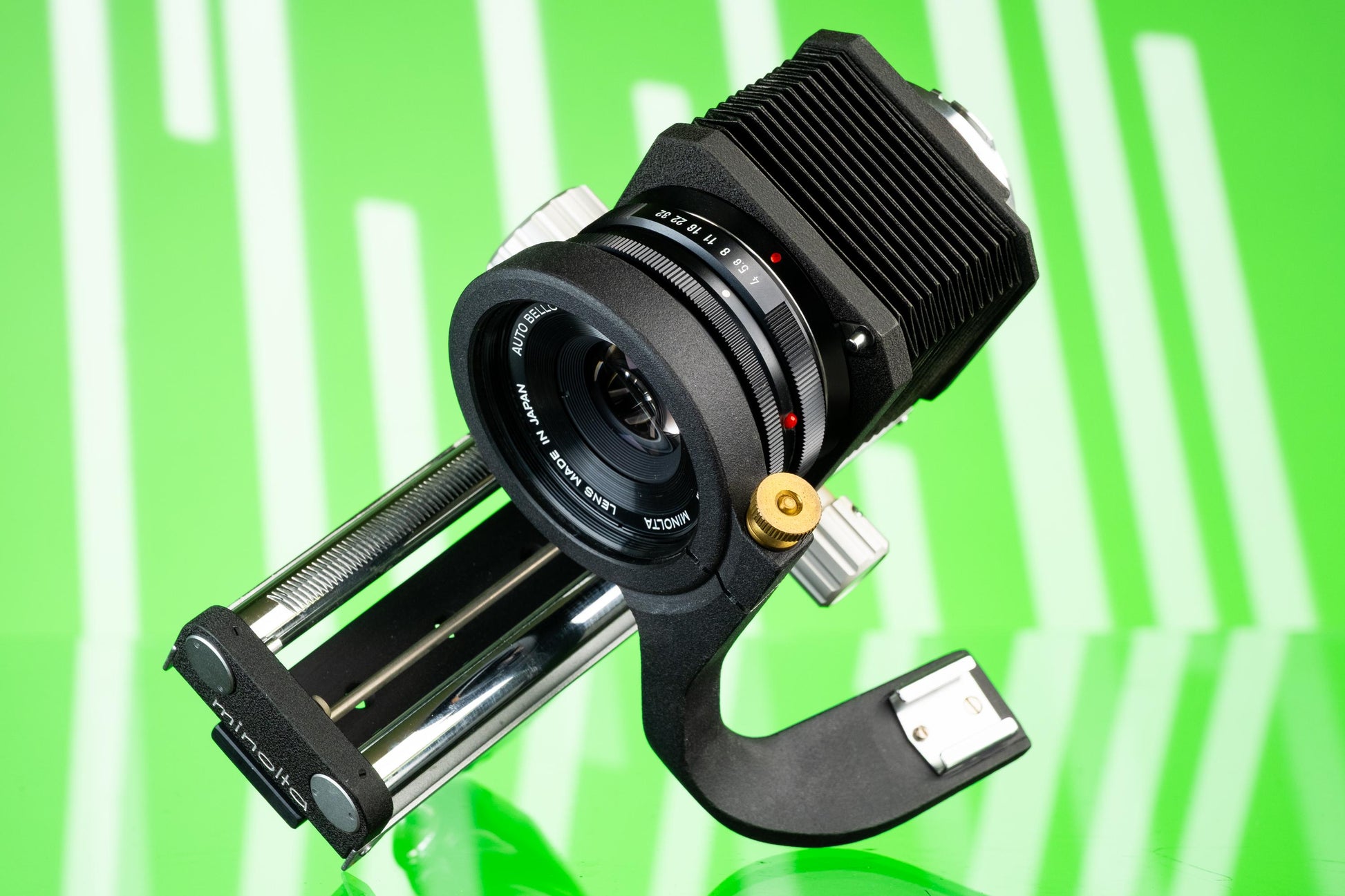 Minolta Auto Bellows + 100mm Rokkor f/4 Lens + Pistol Grip
