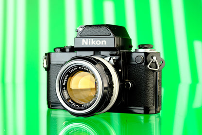 Nikon F2A Black Paint DP-11 Finder 35mm SLR + 50mm f/1.4 Lens