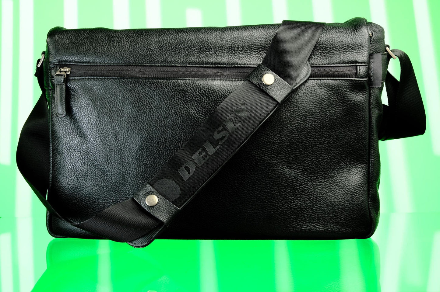 Delsey Corium 7 DSLR Camera Black Leather Shoulder Bag