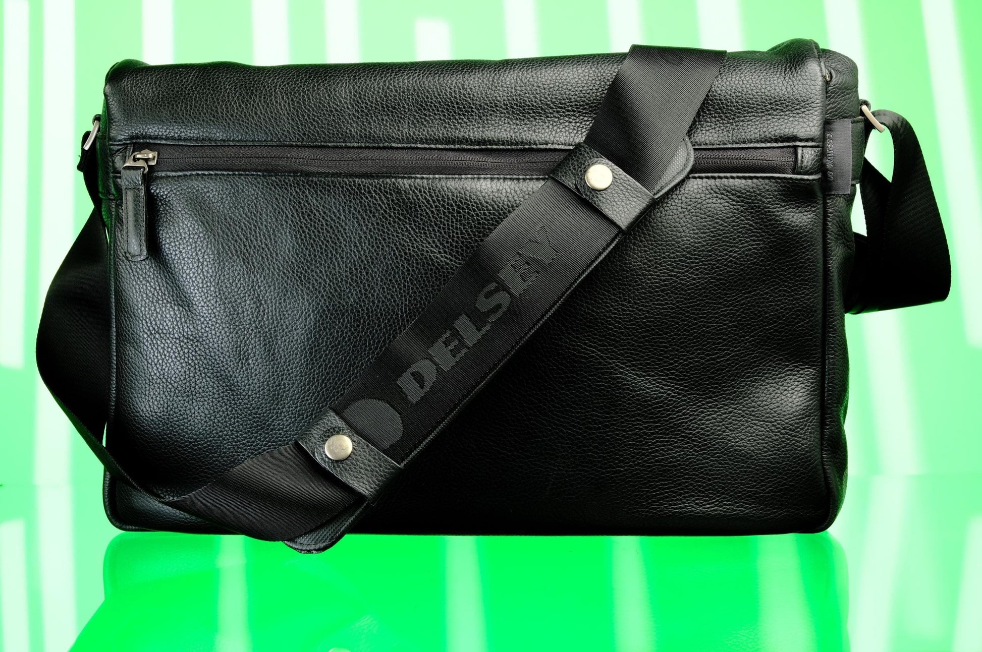 Delsey Corium 7 DSLR Camera Black Leather Shoulder Bag