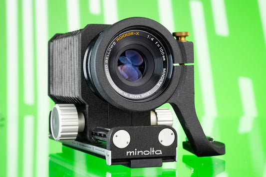 Minolta Auto Bellows + 100mm Rokkor f/4 Lens + Pistol Grip