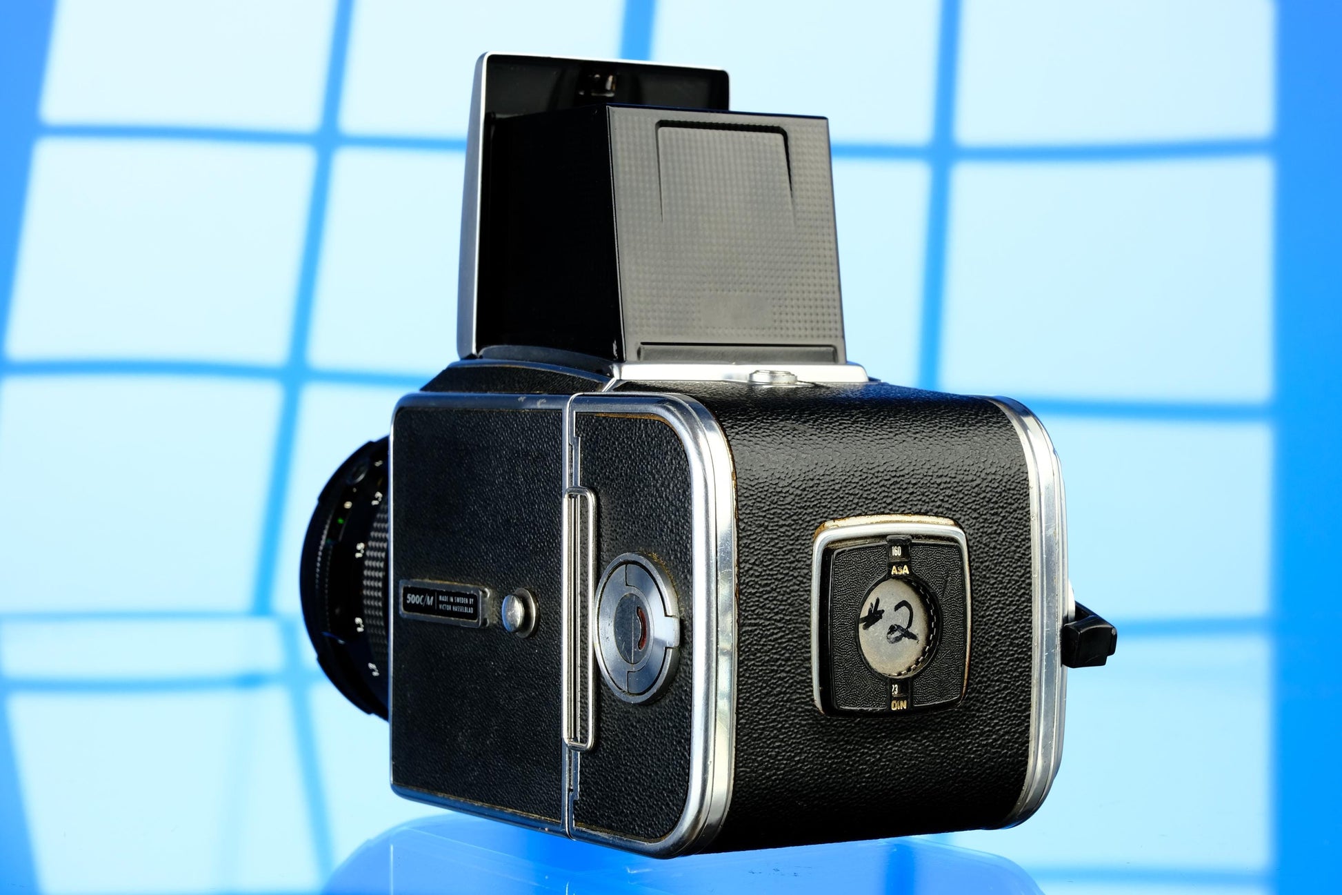 Hasselblad 500cm 6x6 SLR + 80mm f/2.8 CF Lens, A12 Back, Waist level Viewfinder