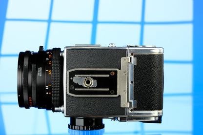 Hasselblad 500cm 6x6 SLR + 80mm f/2.8 CF Lens, A12 Back, Waist level Viewfinder