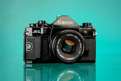 Canon A-1 35mm SLR Film Camera + Canon 50mm f/1.8 FD Lens