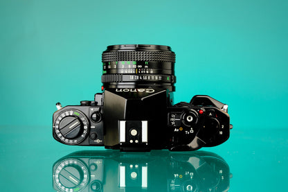 Canon A-1 35mm SLR Film Camera + Canon 50mm f/1.8 FD Lens