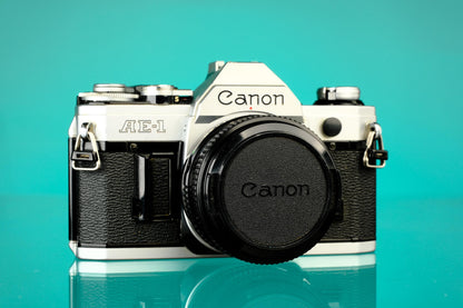 Canon AE-1 35mm SLR Film Camera + Canon 50mm f/1.8 FD Lens