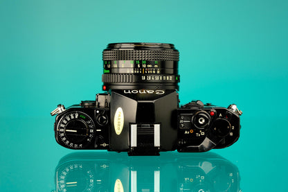Canon A-1 35mm SLR Camera + 50mm f/1.8 Lens