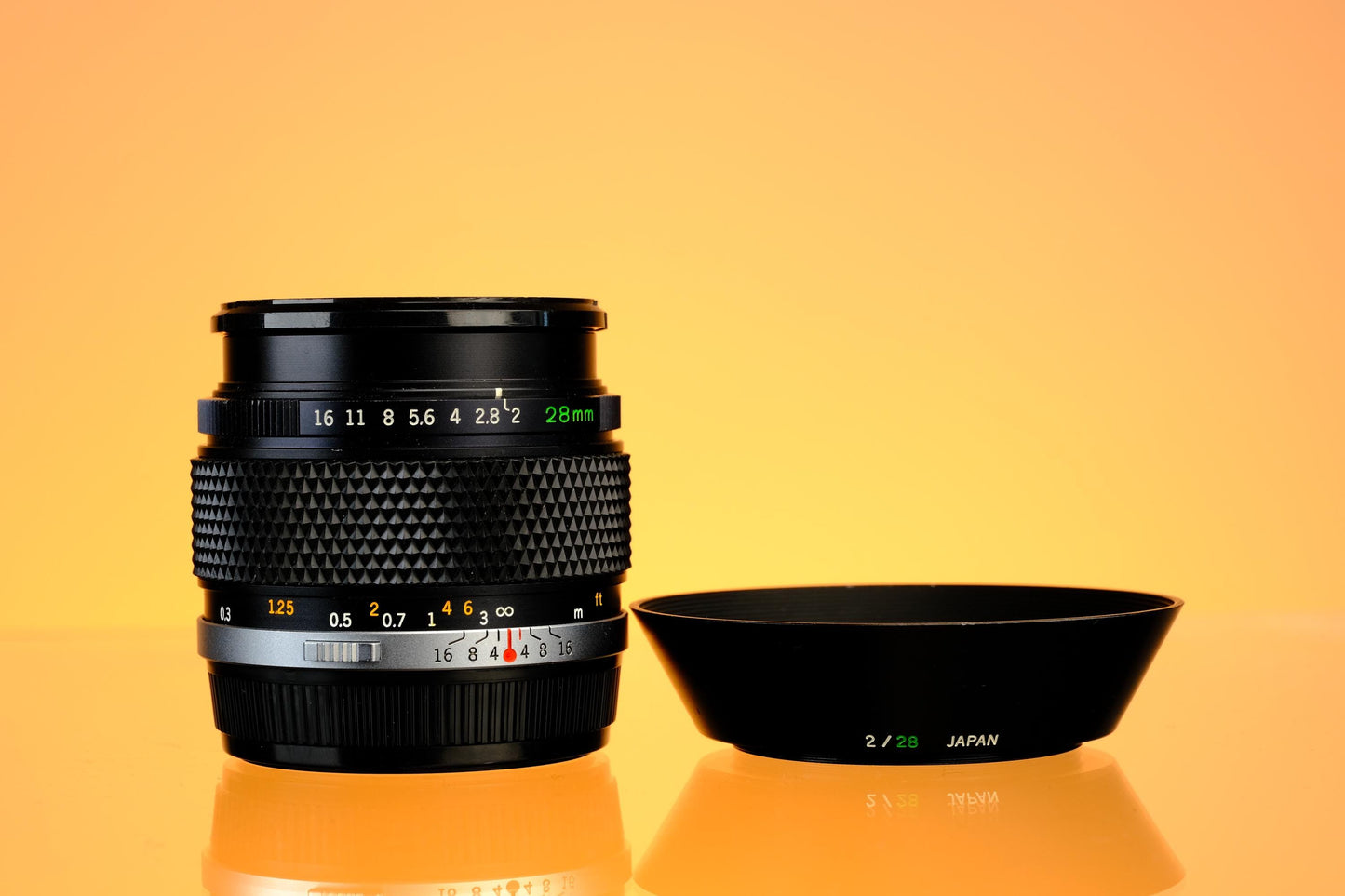 Olympus Zuiko 28mm f/2.0 w/ Hood & Case Late Model - OM Mount